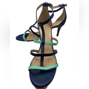 Antonio Melani Farley Blue and Teal Strap Heels Size 10M